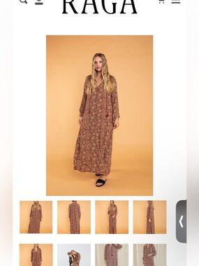 RAGA Anaka Long Sleeve Maxi Dress NWT S Boho Floral Maxi Retail $245